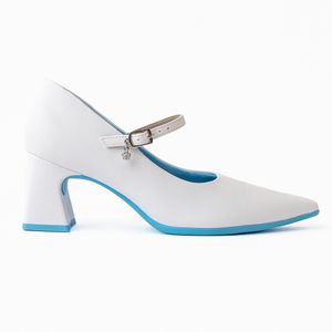 Scarpin Boneca Smurfs Salto Alto Branco Neve