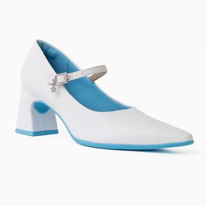 Scarpin Boneca Smurfs Salto Alto Branco Neve