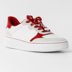 Tênis Smurfs Anabela Médio Branco Neve com Vermelho