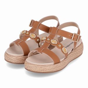 Sandália Sol Anabela Médio Mascavo