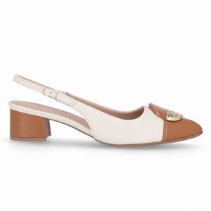 Sapato Slingback Taci Salto Médio Off White/Mascavo