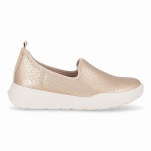 Tênis Fascite Anabela Médio Ouro com Marfim