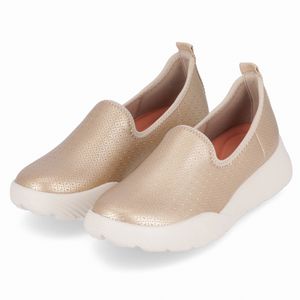 Tênis Fascite Anabela Médio Ouro com Marfim