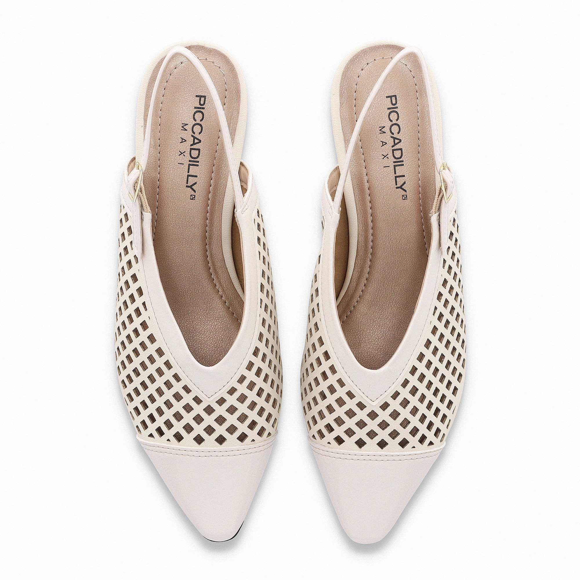 【新品】Tweed Single Strap Flats ecru 38 PICCADILLY MAXI - Sapato Slingback Silvia Salto Baixo Off White