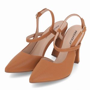 Sapato Slingback Silvana Salto Alto Mascavo