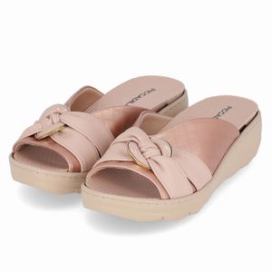 Tamanco Spa Anabela Médio Ouro Rosado com Rose