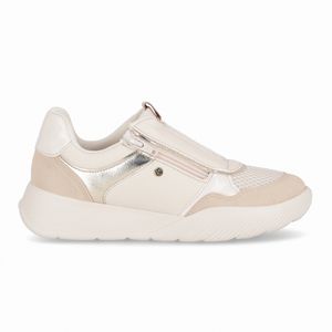 Tênis Fascite Anabela Médio Off White com Brule