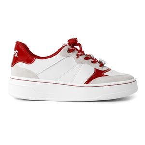 Tênis Smurfs Anabela Médio Branco Neve com Vermelho