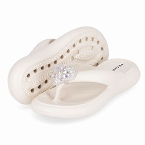 Chinelo Marshmallow com Enfeite Off White