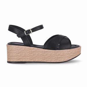 Sandália Leia Salto Anabela Médio Preto