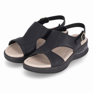 Sandália Soft Step Anabela Médio Preto