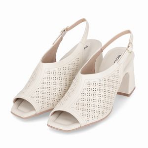 Sapato Slingback Flavia Salto Alto Off White