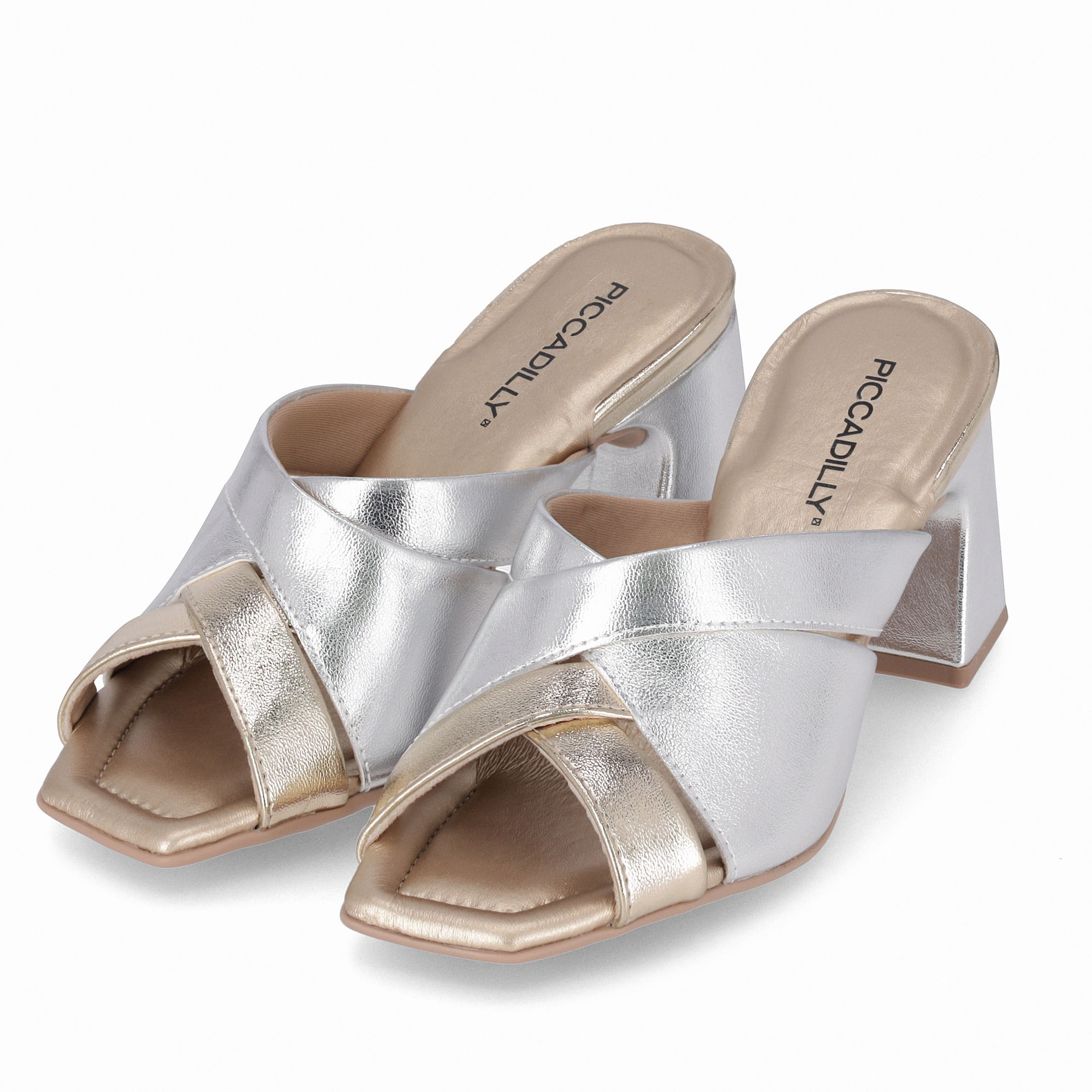 flavia 3点セット×3 Tamanco Flavia Salto Alto Prata/Ouro - PICCADILLY