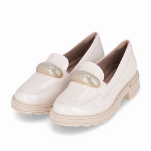 PICCADILLY MAXI - Sapato Mocassim Gisa Anabela Médio Off White