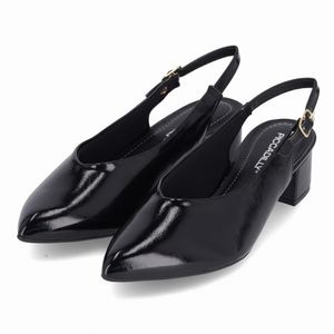 Sling Back Taci Salto Médio Preto