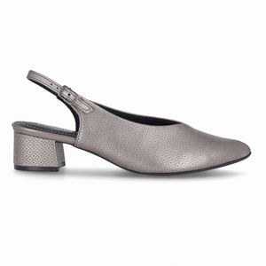 Sling Back Taci Salto Médio Pewter