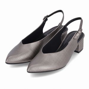 Sling Back Taci Salto Médio Pewter