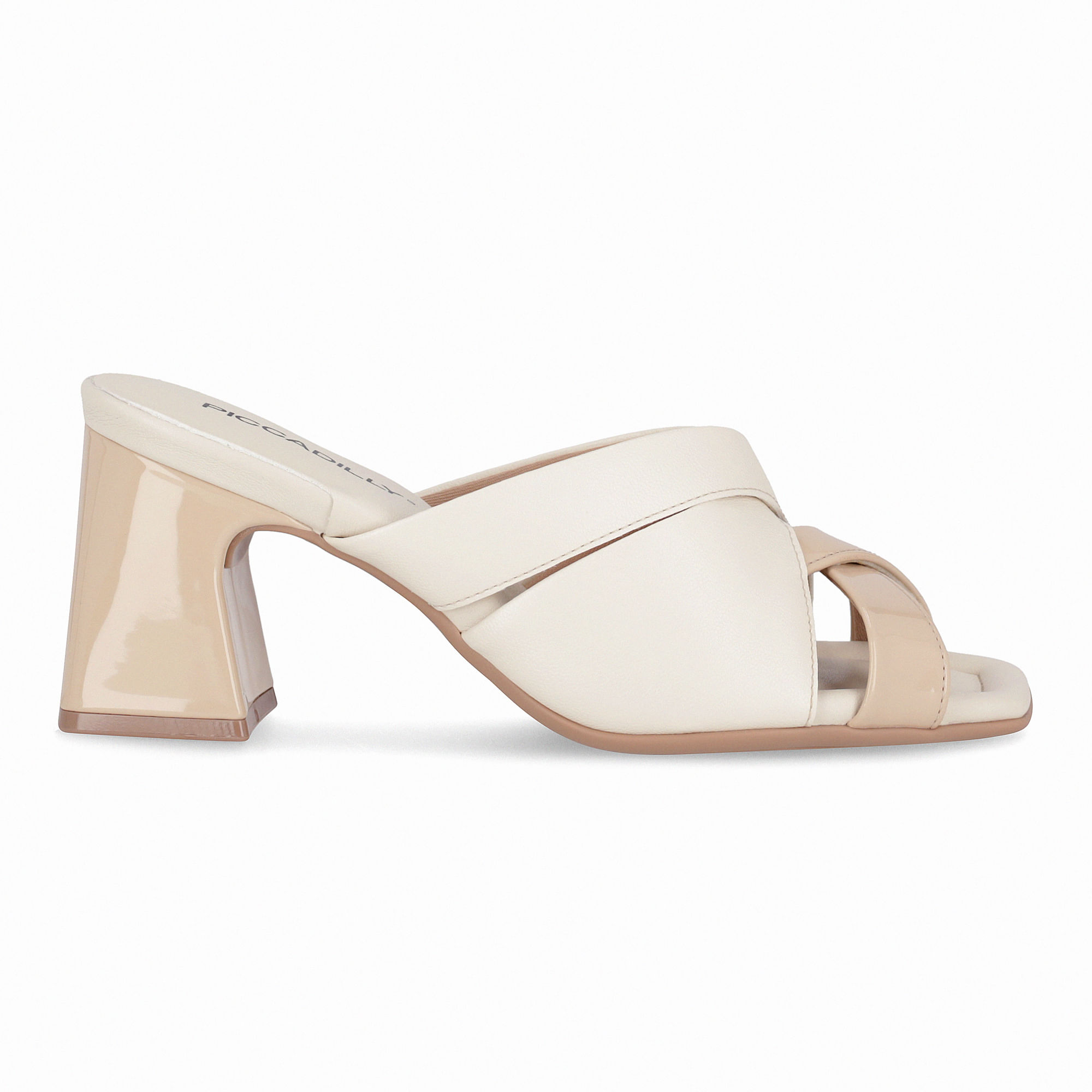 Tamanco Flavia Salto Alto Off White/Brule - PICCADILLY