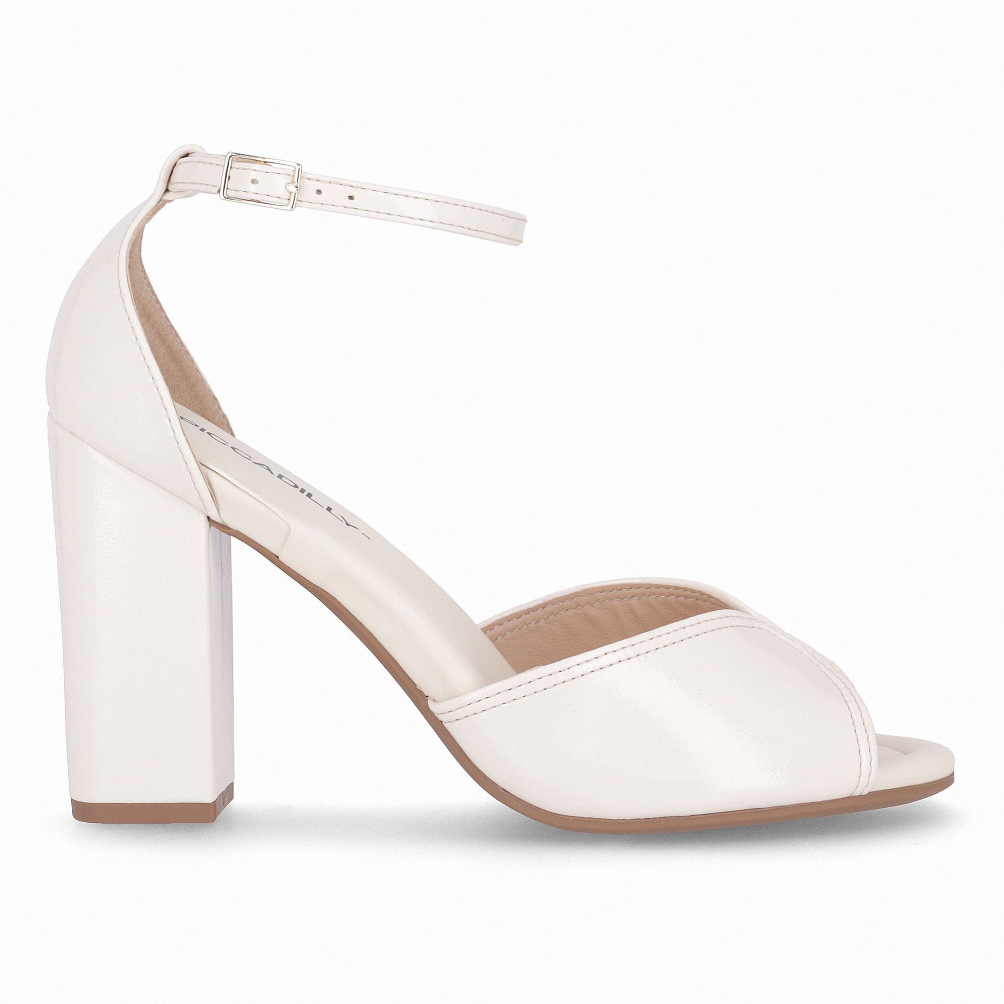 Sandália Rafa Salto Alto Off White | Piccadilly