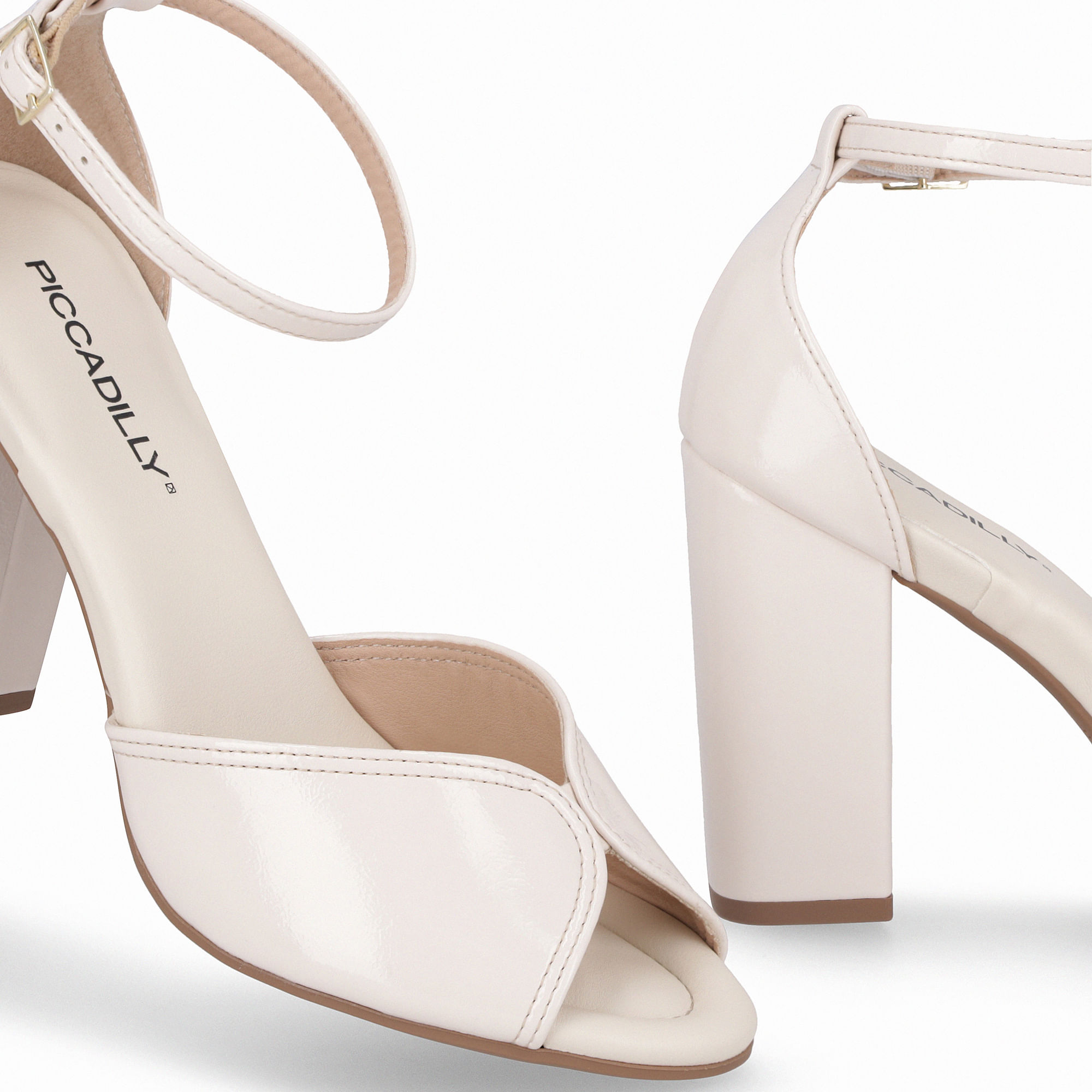 Sandália Rafa Salto Alto Off White | Piccadilly