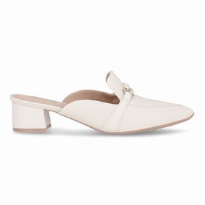 Mule Taci Salto Médio Off White