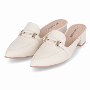 Mule Taci Salto Médio Off White