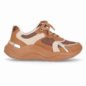 Tênis Fascite Anabela Médio Mascavo com Brule