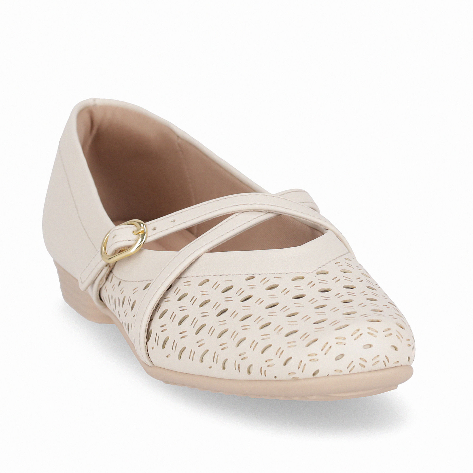 Boneca Raquel Salto Baixo Off White - PICCADILLY