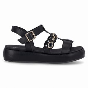 Sandália Sol Anabela Médio Preto