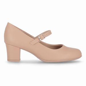 Sapato Boneca Laura Salto Médio Nude Claro