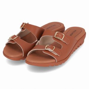 Tamanco Marli Anabela Baixo Ocre