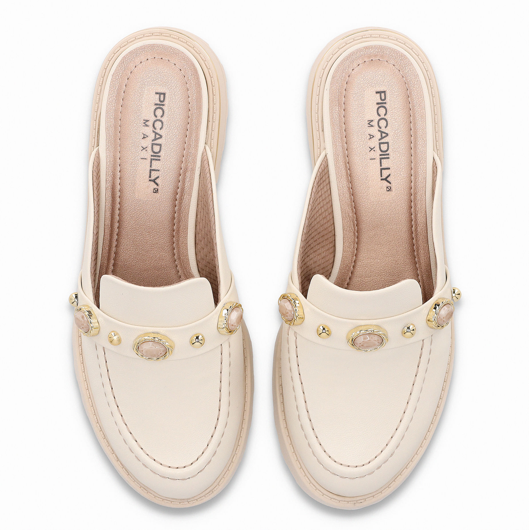 PICCADILLY MAXI - Sapato Mule Gisa Anabela Médio Off White