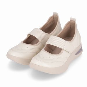Tênis SoftStep Anabela Médio Off White com Marfim