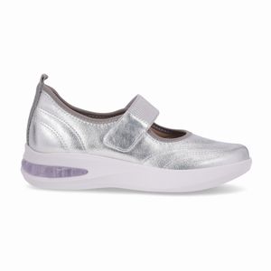 Tênis SoftStep Anabela Médio Prata com Cinza