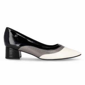 Scarpin Taci Salto Médio Preto com Off White