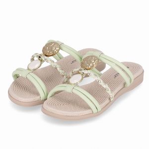 Chinelo Rasteirinha Adla Verde Mint com Off White