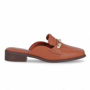 Mule Giovanna Salto Baixo Ocre
