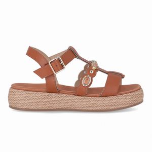 Sandália Sol Anabela Médio Ocre