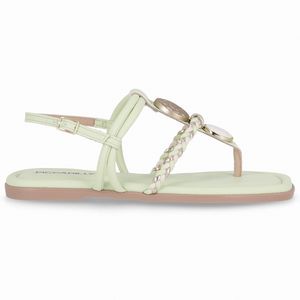 Sandália Rasteirinha Gabi Verde Mint com Off White