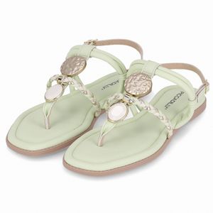 Sandália Rasteirinha Gabi Verde Mint com Off White