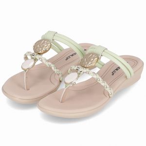Chinelo Camila Anabela Baixo Verde Mint com Off White