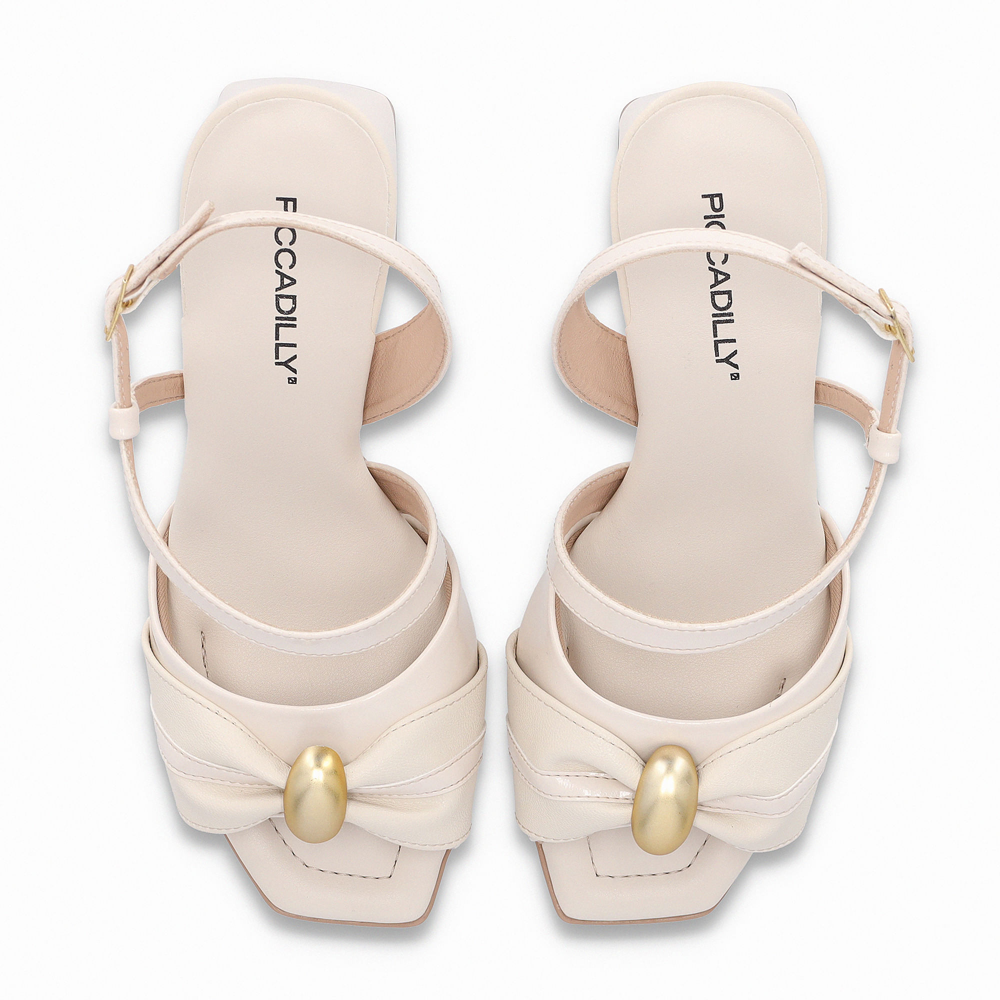 Sandália Flavia Salto Alto Off White | Piccadilly