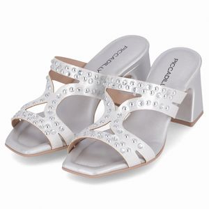 Tamanco Flavia Salto Alto Prata