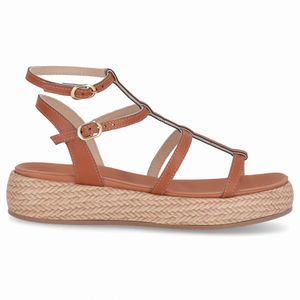 Sandália Sol Anabela Médio Ocre