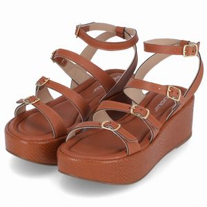 Sandália Leia Anabela Médio Ocre