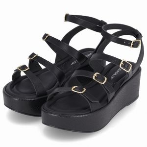 Sandália Leia Anabela Médio Preto