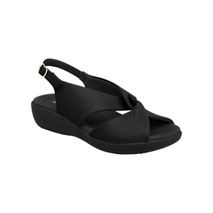 Sandália Fascite Anabela Médio Preto