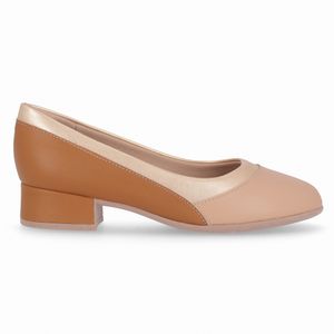 Scarpin Salto Baixo Mascavo com Nude Claro