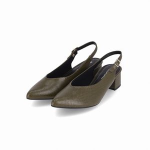 Slingback Taci Salto Médio Militar