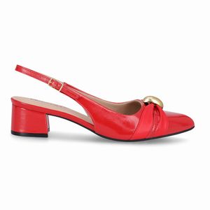 Slingback Taci Salto Médio Vermelho